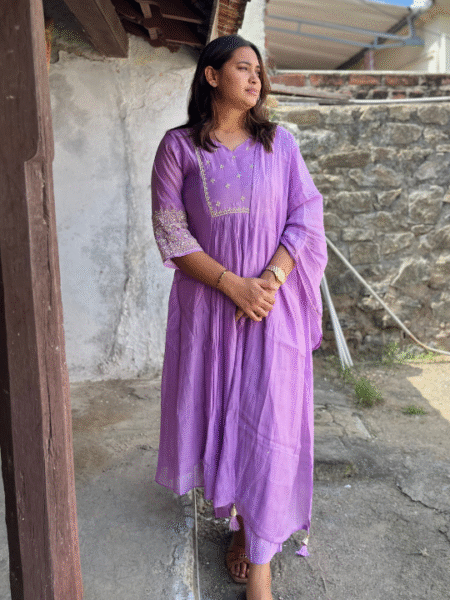 Purple Muslin Party Wear Salwar - 3 pieces - Set